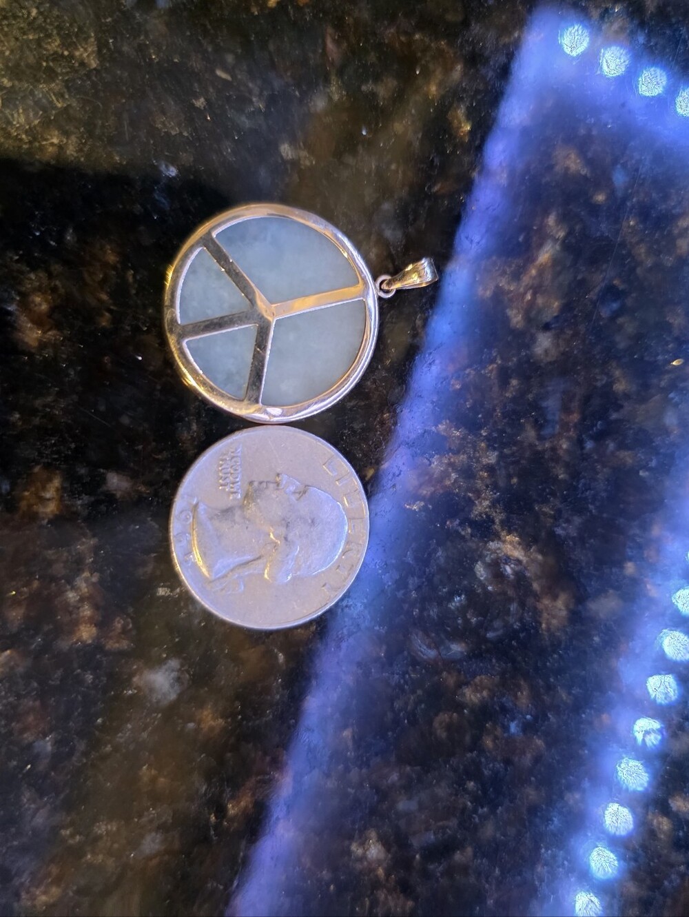 14K Gold/Jade Peace Pendant- Chain Not Included. - Picture 7 of 11